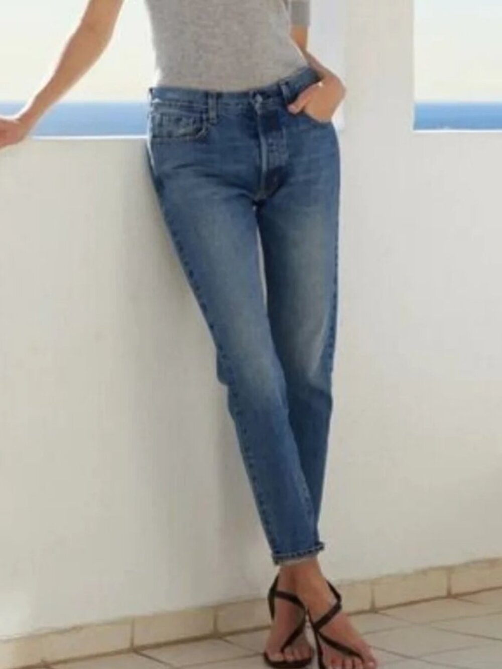 OUTERKNOWN S.E.A. JEANS DUNE HIGH RISE SLIM FIT CROP STRETCH ORGANIC COTTON 26